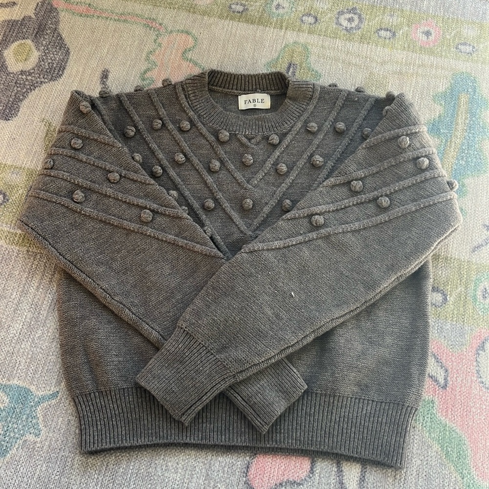 Fable, size small, grey Pom Pom sweater